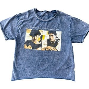 Sixteen Candles Womens Crop Top Shirt S Faux Blue Jean Denim Sam Jake 80s